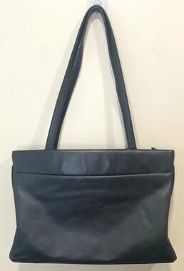 Derek Alexander East/West Top Zip Tote Black Leather Shoulder Bag